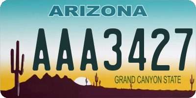 AZ license plate AAA3427