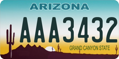 AZ license plate AAA3432