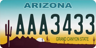 AZ license plate AAA3433
