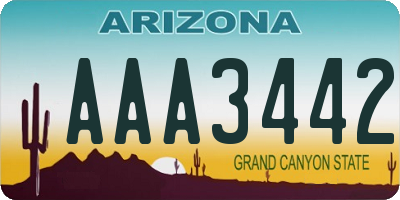 AZ license plate AAA3442
