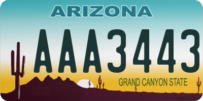 AZ license plate AAA3443