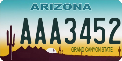 AZ license plate AAA3452