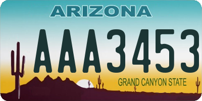 AZ license plate AAA3453