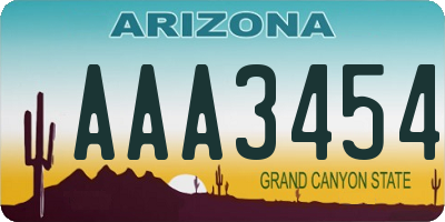 AZ license plate AAA3454