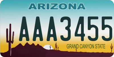 AZ license plate AAA3455