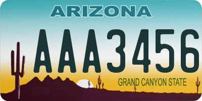 AZ license plate AAA3456