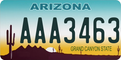 AZ license plate AAA3463