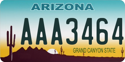 AZ license plate AAA3464