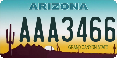 AZ license plate AAA3466