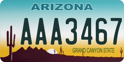 AZ license plate AAA3467