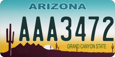 AZ license plate AAA3472