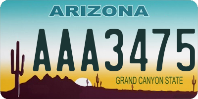 AZ license plate AAA3475