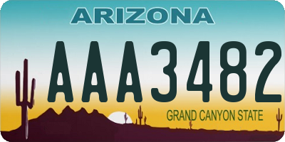 AZ license plate AAA3482