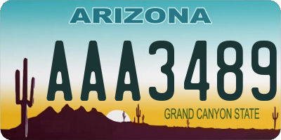 AZ license plate AAA3489