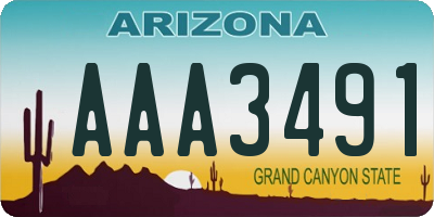 AZ license plate AAA3491