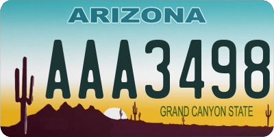 AZ license plate AAA3498