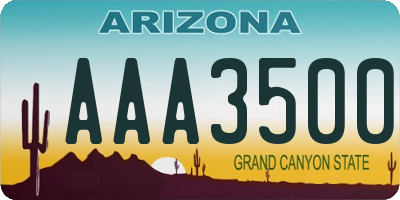 AZ license plate AAA3500