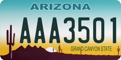 AZ license plate AAA3501