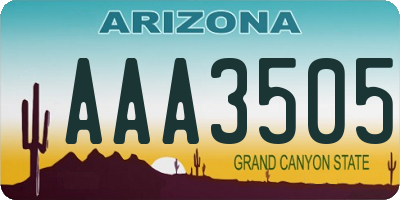 AZ license plate AAA3505