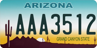 AZ license plate AAA3512