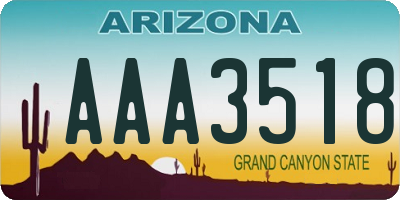 AZ license plate AAA3518