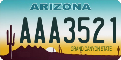 AZ license plate AAA3521