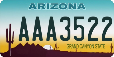 AZ license plate AAA3522