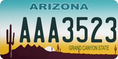 AZ license plate AAA3523