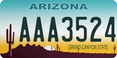 AZ license plate AAA3524