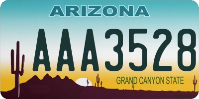 AZ license plate AAA3528