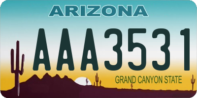AZ license plate AAA3531