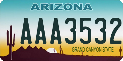 AZ license plate AAA3532