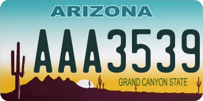 AZ license plate AAA3539