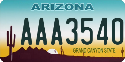 AZ license plate AAA3540