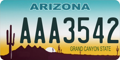 AZ license plate AAA3542