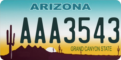 AZ license plate AAA3543