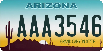 AZ license plate AAA3546
