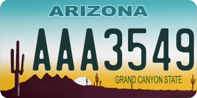 AZ license plate AAA3549