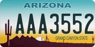 AZ license plate AAA3552