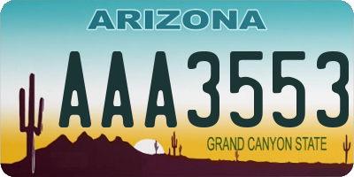 AZ license plate AAA3553