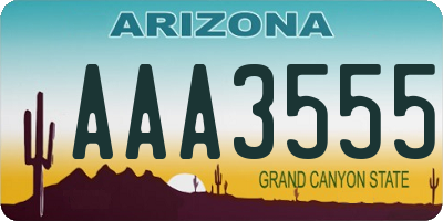 AZ license plate AAA3555