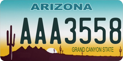 AZ license plate AAA3558