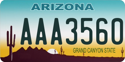 AZ license plate AAA3560