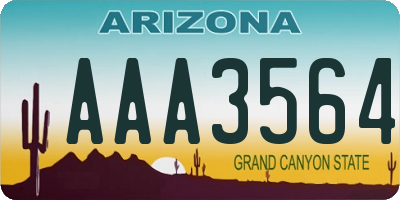 AZ license plate AAA3564