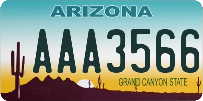 AZ license plate AAA3566