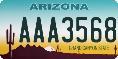 AZ license plate AAA3568