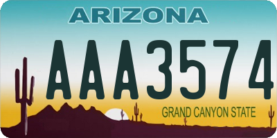 AZ license plate AAA3574