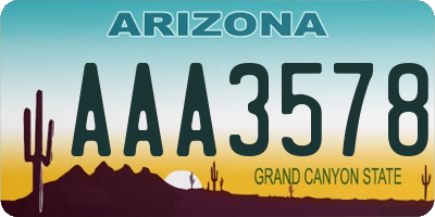AZ license plate AAA3578