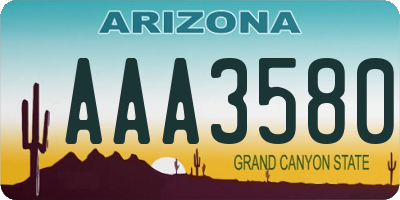 AZ license plate AAA3580