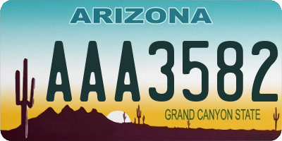 AZ license plate AAA3582